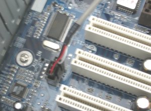 DVD audio lead connection on the motherboard